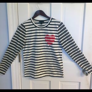 NWT J. Crew Multicolored Long Sleeve w Heart Small